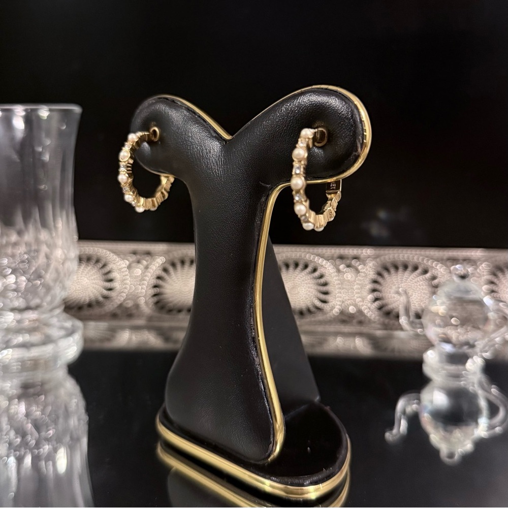 Golden Pearl Clip On Hoops